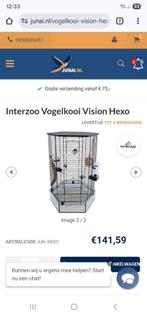Zes-hoekige vogelkooi met glazen onderbak., Dieren en Toebehoren, Ophalen, Zo goed als nieuw, Metaal, Vogelkooi
