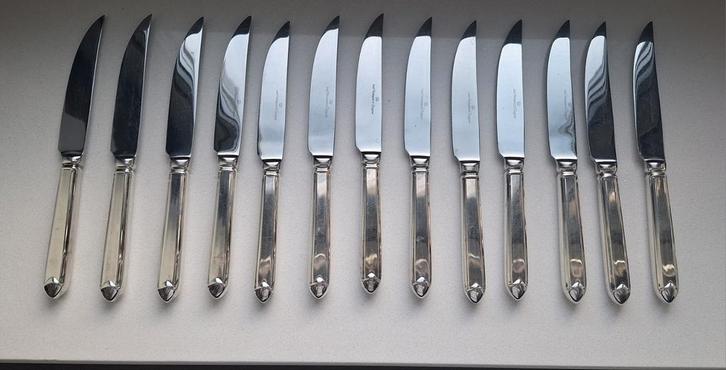 13 verzilverde steakmessen Van Kempen & Begeer Verzilverd, Antiek en Kunst, Antiek | Bestek, Ophalen of Verzenden