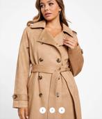 Nieuwe Guess Leah Suede Trenchcoat - Maat L, Guess, Beige, Maat 42/44 (L), Nieuw