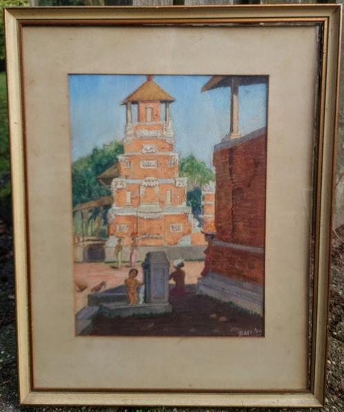 Bali 1950 pastel / aquarel, heel goed geschilderd, Antiek en Kunst, Kunst | Schilderijen | Klassiek, Ophalen of Verzenden