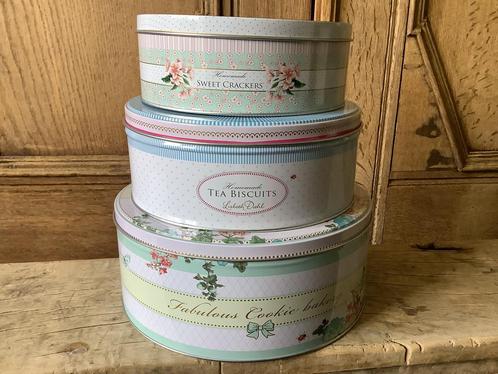 NIEUW leuke set blikken trommels voor koek of snoep, Huis en Inrichting, Woonaccessoires | Schalen en Manden, Nieuw, Ophalen of Verzenden