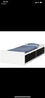 Flaxa 1 persoons ikea bed met opberglades en lattenbodem, Ophalen, 90 cm, Eenpersoons, Wit