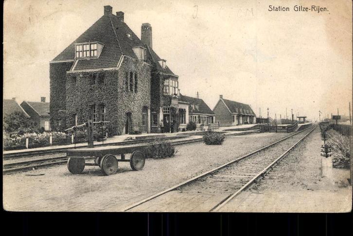 Gilze - Rijen (NB), Station Staats Spoorwegen, ca.1930, gel., Verzamelen, Ansichtkaarten | Nederland, Gelopen, Noord-Brabant, 1920 tot 1940