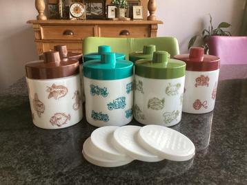 Vintage voorraadpot, 7, opaline, melkglas, mokka, vintage beschikbaar voor biedingen