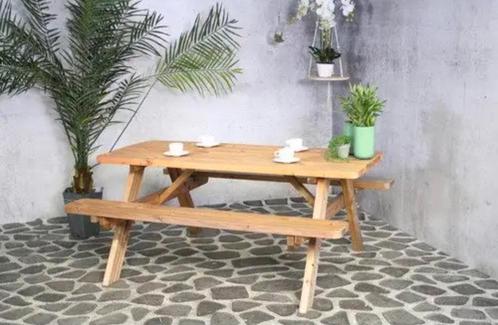 AANBIEDING picknicktafel met opklapbare banken, Tuin en Terras, Picknicktafels, Nieuw, Rechthoekig, Hout, Inklapbaar, Ophalen