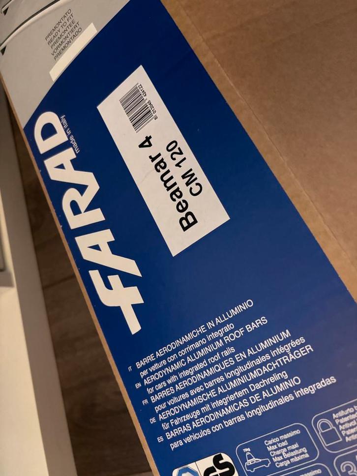 Farad Baeam 4 dakdragers – 120 cm – gesloten dakrail, Auto diversen, Dakdragers, Zo goed als nieuw, Ophalen of Verzenden