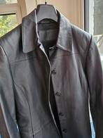 Zwart leren lange jas maat 38, Kleding | Dames, Jassen | Zomer, Ophalen of Verzenden, Zo goed als nieuw, Maat 38/40 (M), Zwart