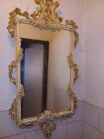 Spiegel vintage met sierlijke bloemen roosjes klimop, Ophalen of Verzenden, Minder dan 50 cm, Minder dan 100 cm