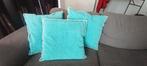 3 turquoise blauw unique living kussens, Ophalen of Verzenden, Zo goed als nieuw, Blauw, Vierkant