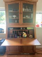 Grenen secretaire anex servies kast, Huis en Inrichting, Kasten | Secretaires, Ophalen, Gebruikt, Neutraal