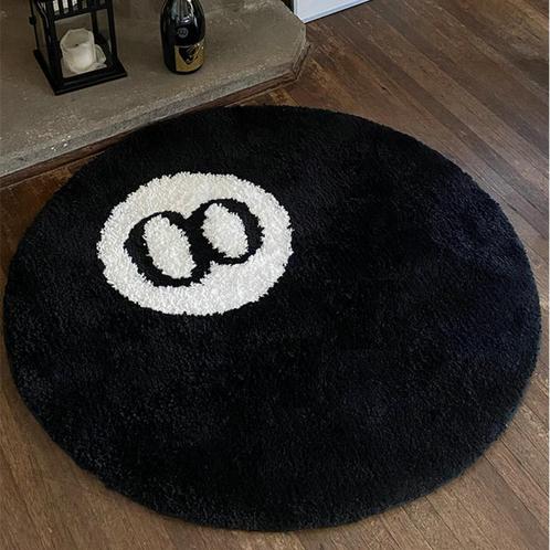 Zwart Rond Biljartbal Vloerkleed / Pool Biljart Bal Kleed, Huis en Inrichting, Stoffering | Tapijten en Kleden, Nieuw, Rond, Wit
