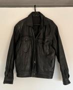 Echt leer jas, Zwart, Vintage, Ophalen of Verzenden, Gedragen