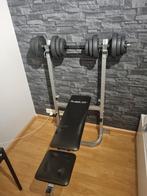 Fitness bankje (opklapbaar) + verstelbare dumbbels 10kg, Sport en Fitness, Fitnessmaterialen, Ophalen, Zo goed als nieuw, Fitnessbank