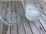 Set van Glazen schaal met 6 kleine schaaltjes, Ophalen of Verzenden, Overige stijlen, Glas, Schaal of Schalen