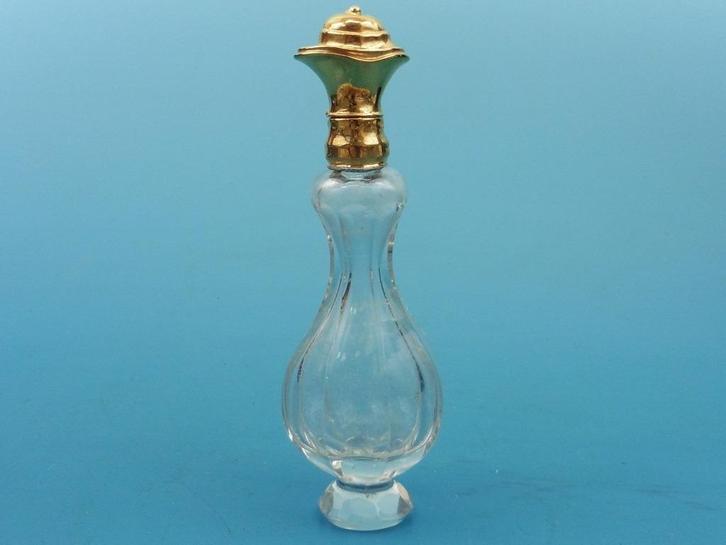 Parfumflesje met vergulde zilveren dop                   D39, Verzamelen, Parfumverzamelingen, Gebruikt, Parfumfles, Ophalen of Verzenden