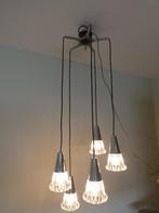 Vintage jaren 60 Cascade 5 spins hanglamp, Gebruikt, Ophalen of Verzenden, 75 cm of meer, Glas