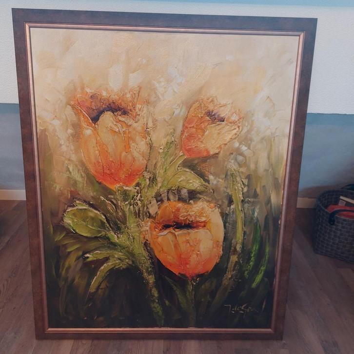 Schilderij olieverf J. de Graaf met lijst, Antiek en Kunst, Kunst | Schilderijen | Klassiek, Ophalen