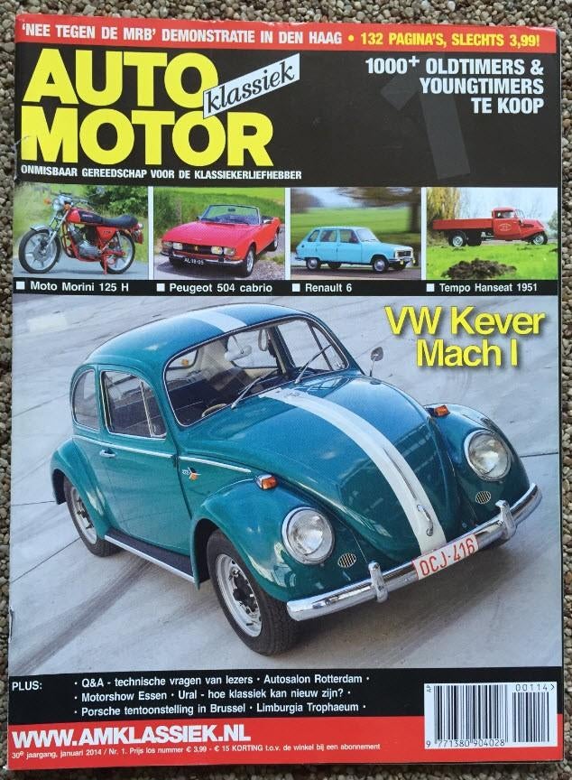 AMK: Peugeot 504 Cabriolet, R6, VW Kever, Moto Morini 125 H, Boeken, Auto's | Folders en Tijdschriften, Zo goed als nieuw, Algemeen