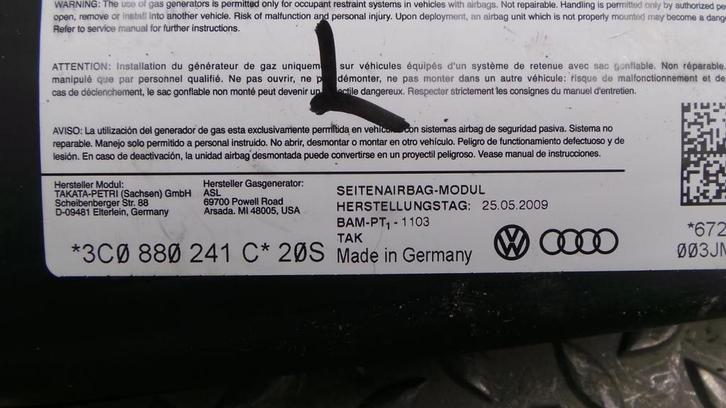 VOLKSWAGEN PASSAT 2.0 TDI Trendl. Blue [L_AIR_BAG] 2009, Auto-onderdelen, Elektronica en Kabels, Gebruikt, ARN erkend, Stiba lid