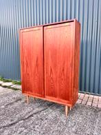 Vintage teak deens highboard opbergkast, Ophalen, Gebruikt, X, C