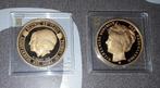 2 Bronzen Vergulde Munten Met Certificaten ., Ophalen of Verzenden, Nederland, Munten