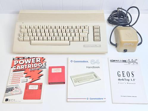 Nette Commodore 64 64C C64 C64C Met Powercartridge +Stofhoes, Computers en Software, Vintage Computers, Ophalen of Verzenden