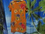 Oranje jurk bloemen tricot zij o.t.o 50,5 cm new collection, Oranje, Gedragen, Maat 42/44 (L), New Collection