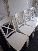 4x Ikea Ingolf Stoelen - Wit, Huis en Inrichting, Ophalen, Gebruikt, Vier, Hout