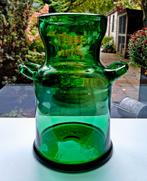 Glaskunst Glazen Vaas - Groen Glas - Melkbus Model - 28CM, Huis en Inrichting, Ophalen of Verzenden, Minder dan 50 cm, Groen, Glas