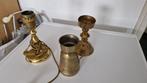 antieke koperen kan-kandelaar en lampenvoet, Ophalen of Verzenden, Koper