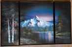 Bieden - Groot Drieluik Schilderij Berglandschap (Gar.wnkmr), Ophalen, 50 tot 75 cm, Zo goed als nieuw, Schilderij