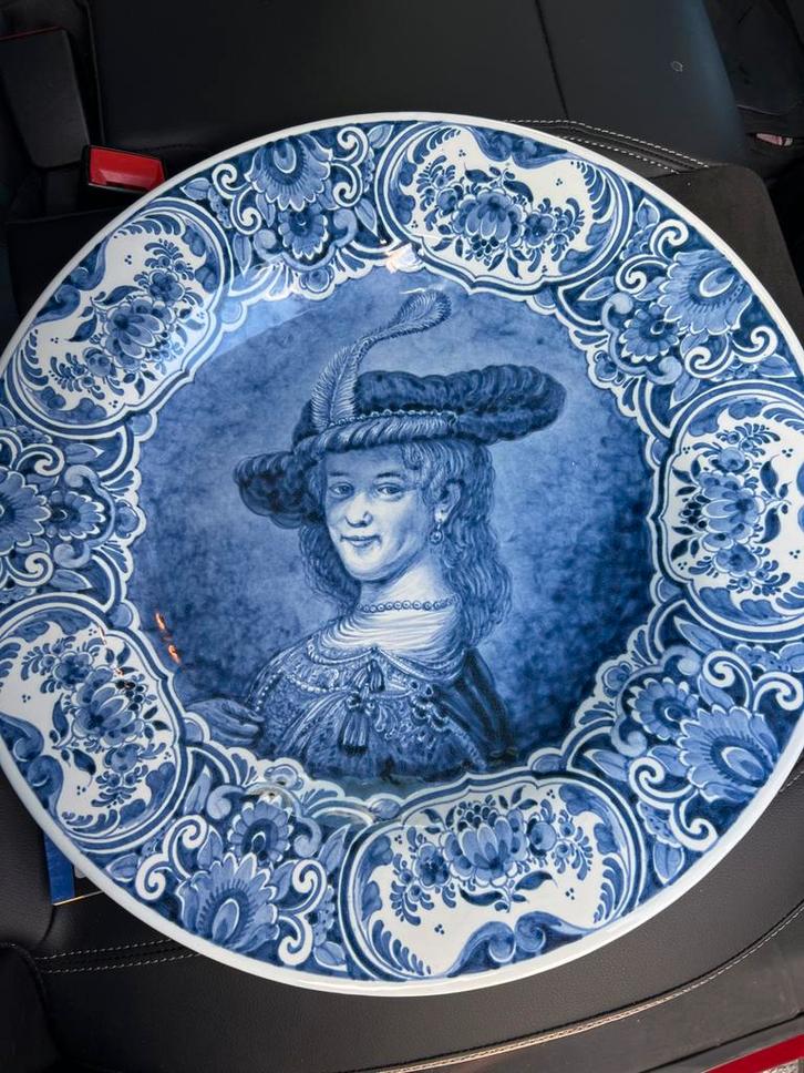 Saskia Rembrandt Delfts Blauw Bord Antiek Schaal Wandbord De, Antiek en Kunst, Antiek | Schalen, Ophalen of Verzenden