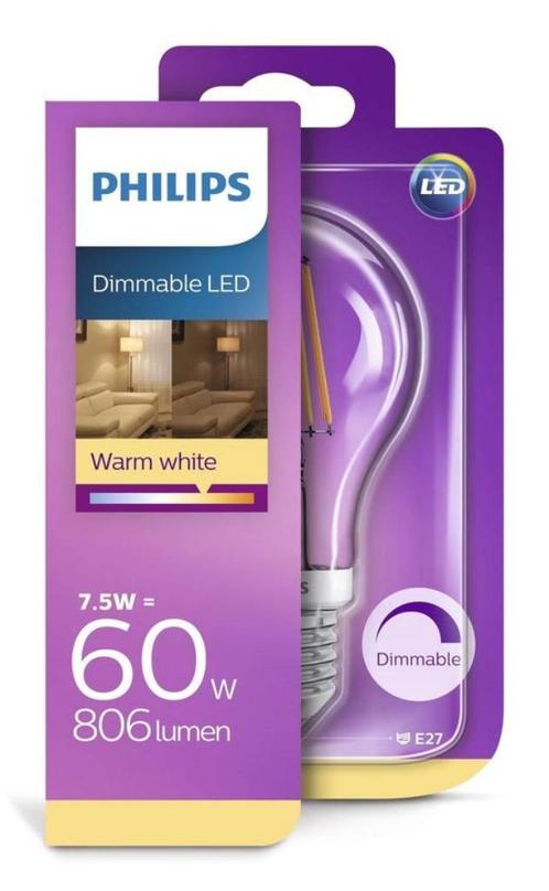 Led lamp Philips grote fitting (E27) 2700K 60W dimbaar, Huis en Inrichting, Lampen | Losse lampen, Nieuw, Led-lamp, 60 watt of meer