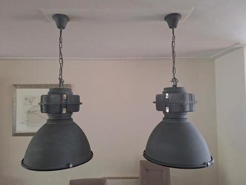 2 stalen industriële hanglampen!, Huis en Inrichting, Lampen | Hanglampen, Zo goed als nieuw, Minder dan 50 cm, Ophalen