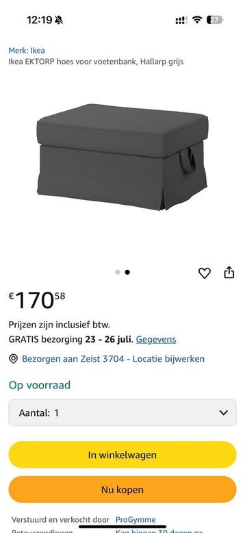 Hoes voor ektorp poef Hallard grijs - afbeelding 2