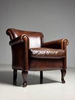 Gebruikte fauteuil leder klassiek, Huis en Inrichting, Fauteuils, Ophalen, Zo goed als nieuw, 75 tot 100 cm
