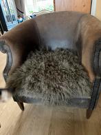 Beschadigde clubfauteuil - zitkussen kapot, Huis en Inrichting, Fauteuils, Ophalen, Gebruikt, 75 tot 100 cm, Leer