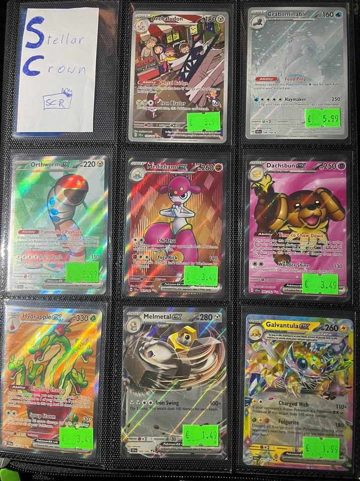 Stellar Crown Hits Pokemon Kaarten, Hobby en Vrije tijd, Verzamelkaartspellen | Pokémon, Zo goed als nieuw, Ophalen of Verzenden