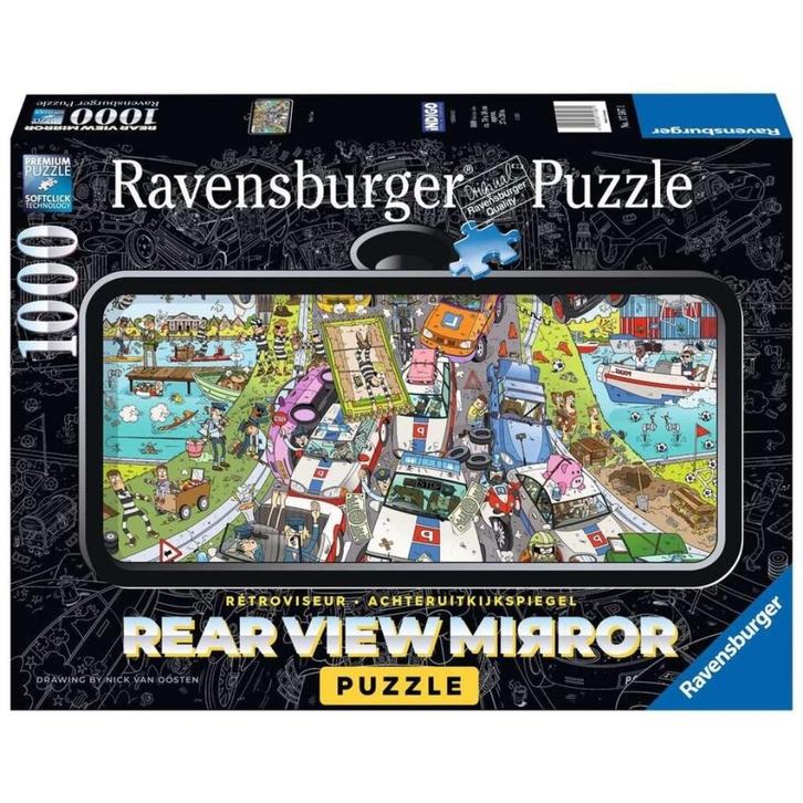 ZGAN puzzel 1000 Rear View Mirror Police Case 100% compleet, Hobby en Vrije tijd, Denksport en Puzzels, Zo goed als nieuw, Legpuzzel