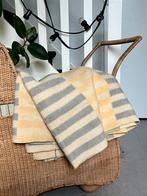 Vintage wollen deken grijs, geel, creme, Ophalen of Verzenden, Zo goed als nieuw