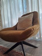 Okergeel stoffen stoel met zwarte draaipoot, in nieuwstaat!, Huis en Inrichting, Stoelen, Ophalen, Zo goed als nieuw, Eén