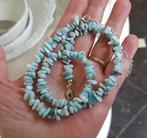 Larimar Ketting Edelsteen Chips / Split verstelbaar., Nieuw, Steen of Mineraal, Met edelsteen, Verzenden