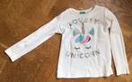 Wit Unicorn eenhoorn BENETTON longsleeve shirt 116 - 122, Meisje, Gebruikt, Ophalen of Verzenden, Benetton