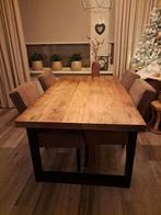 Eettafel + 4 stoelen, Huis en Inrichting, Tafels | Eettafels, Zo goed als nieuw, Vijf personen of meer, Industriële stijl, Rechthoekig