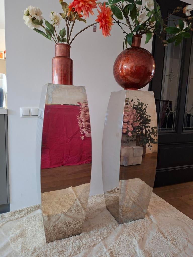 2 moderne design zuilen van RVS, Huis en Inrichting, Woonaccessoires | Zuilen en Pilaren, Ophalen, Onbekend, Zo goed als nieuw