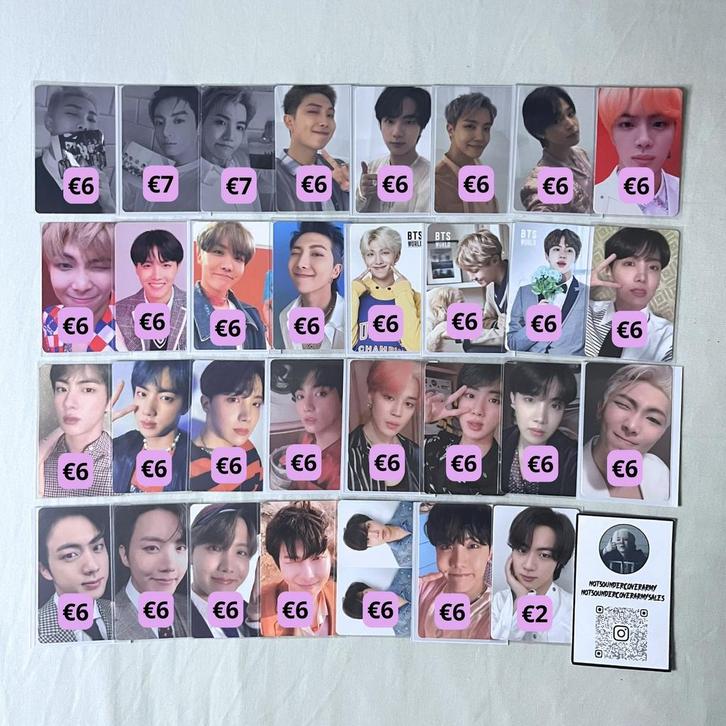 Bts photocards te koop, Verzamelen, Muziek, Artiesten en Beroemdheden, Zo goed als nieuw, Foto of Kaart, Verzenden