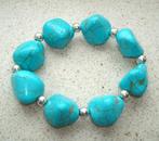 Armband van grote kralen van turquoise natuursteen, Info.adorabeads@gmail.com, Want 18 Hoogvliet, Adorabeads, Blauw