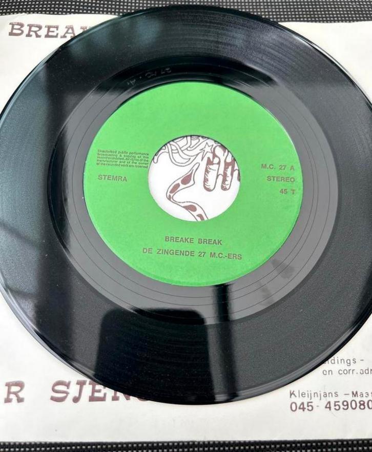 Zeldzame 7" Single Zingende 27 MC'ers - Breake, Break, Sjeng, Cd's en Dvd's, Vinyl Singles, Gebruikt, Single, Nederlandstalig