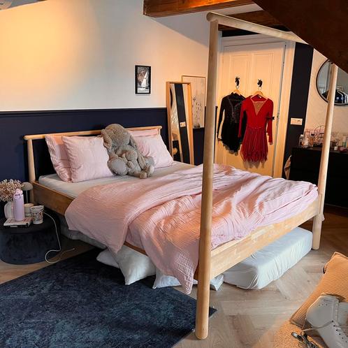 Ikea Gjora bedframe 160 x 200 cm met hoofdbord, Huis en Inrichting, Slaapkamer | Bedden, Gebruikt, Tweepersoons, 160 cm, 200 cm