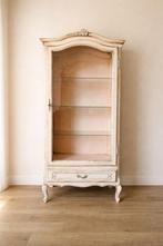 Brocante vitrinekast met glas – Frans landelijk, Ophalen, 50 tot 100 cm, 150 tot 200 cm, 25 tot 50 cm